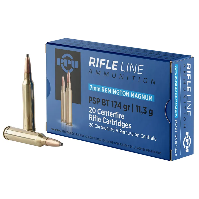 PPU PP7RM2 Standard Rifle 7mmRemMag 174gr Pointed Soft Point Boat Tail 20 Per Box/10 Case