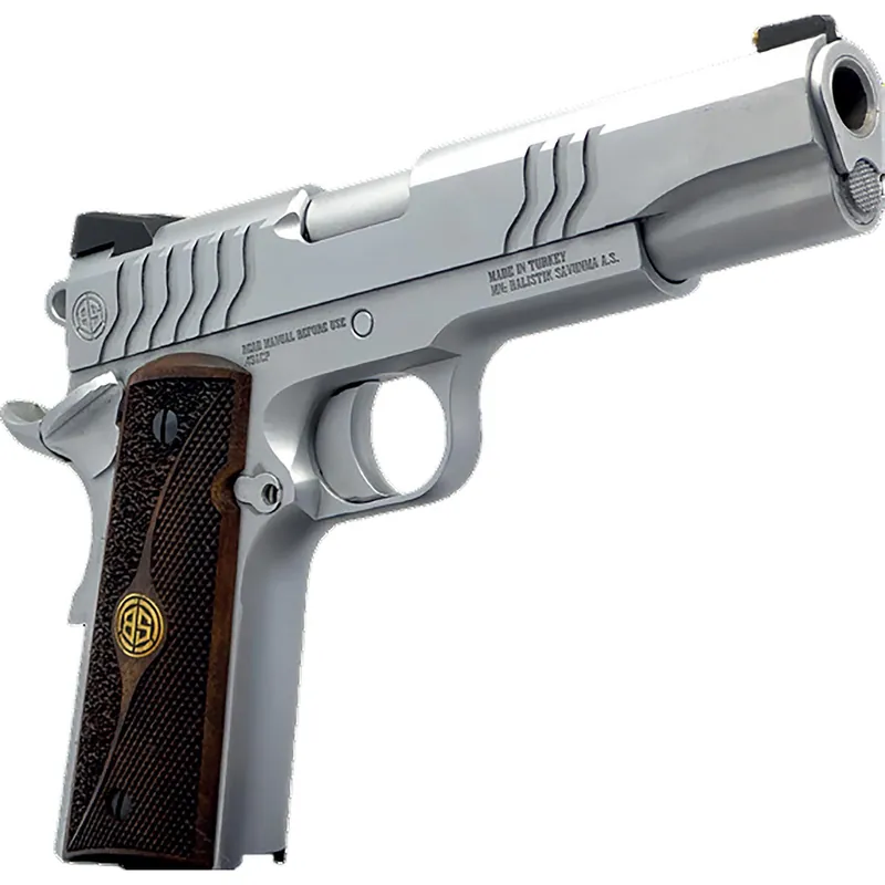 Dickinson LLC DKSN9S 1911 Adam S Commander Frame SAO 9mm Luger 9+1 4.25" Stainless Button Rifled Barrel, Stainless Steel S Serrations Slide, Stainless Steel Frame, Wood Grip