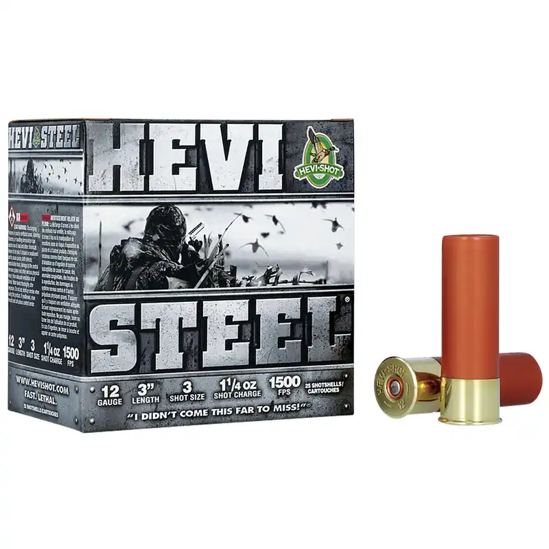 HEVI-Shot HS60003 HEVI-Steel 12Gauge 3" 1 1/4oz 3Shot 25 Per Box/10 Case