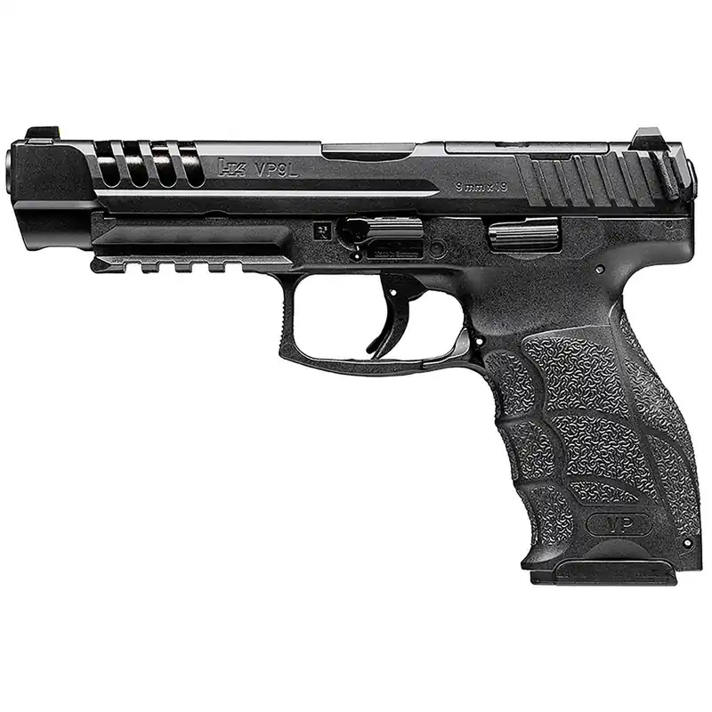 HK 81001158 VP9L 9mm Luger 10+1 5" Black Polygonal Rifled Barrel, Long/Lightening Cuts/Optic Cut Steel Slide, Polymer Frame w/Picatinny Rail, Black Interchangeable Backstrap Grip