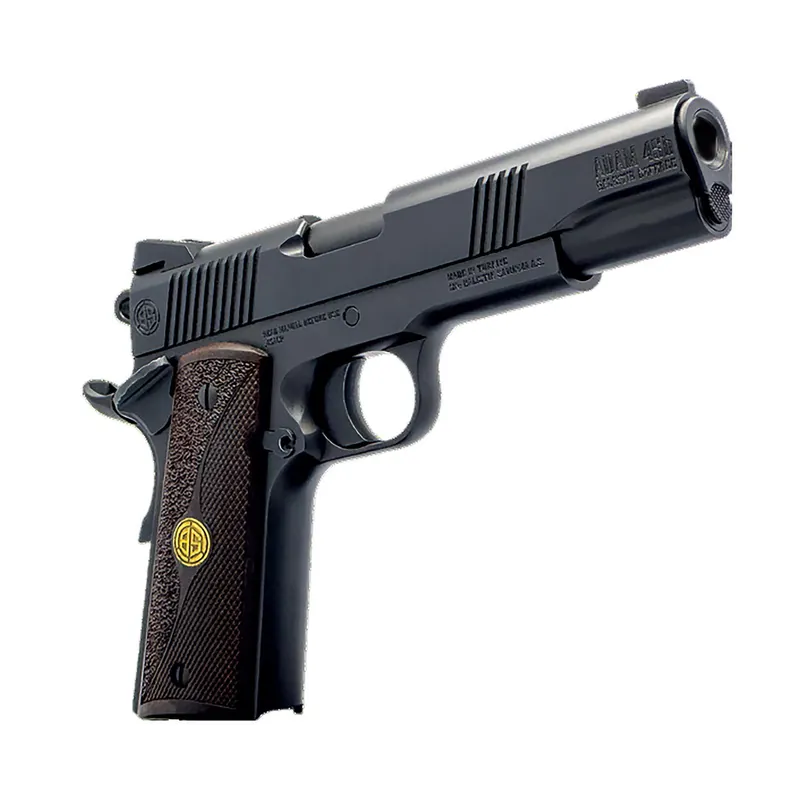Dickinson LLC DKSN9BB 1911 Adam Full Size Frame 45 ACP 8+1 4.37" Black Button Rifled Barrel, Matte Black Serrated Aluminum Slide, Black Steel Frame, Wood Grips