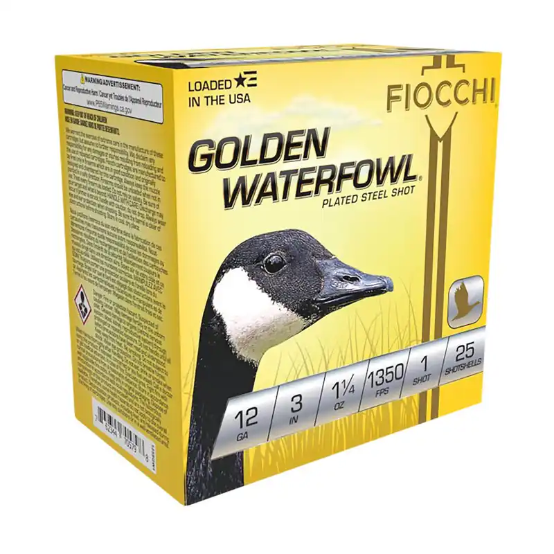 Fiocchi 123SGW1 Golden Waterfowl 12Gauge 3" 1 1/4oz 1Shot 25 Per Box/10 Case