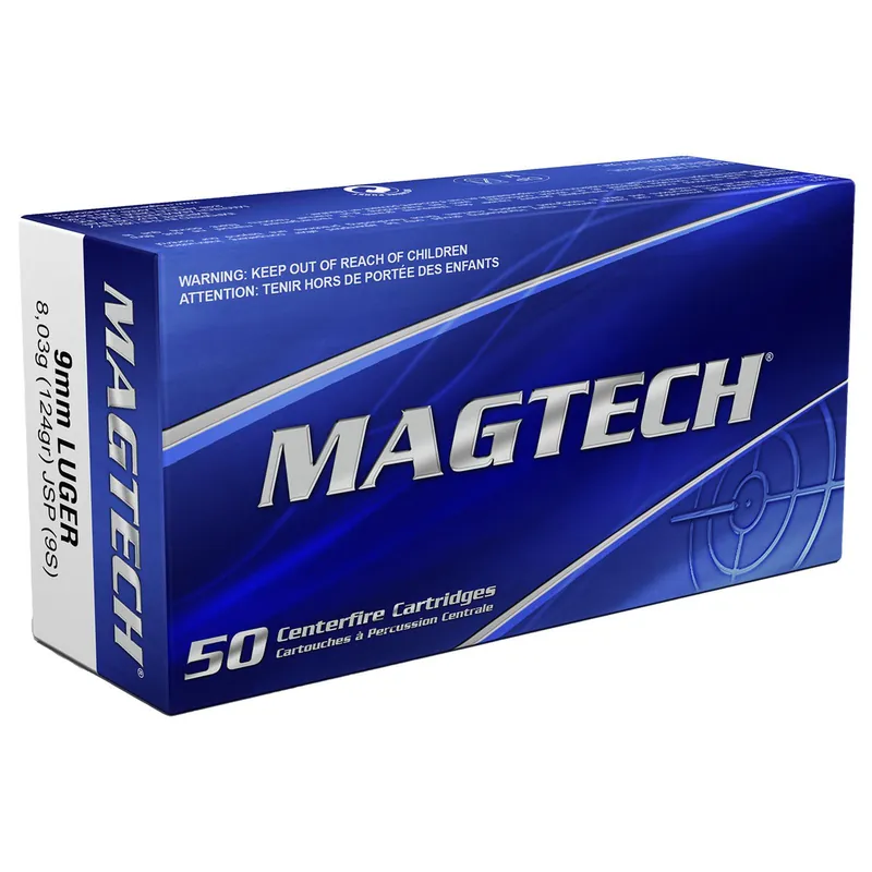 Magtech 9S Range/Training 9mmLuger 124gr Jacketed Soft Point 50 Per Box/20 Case
