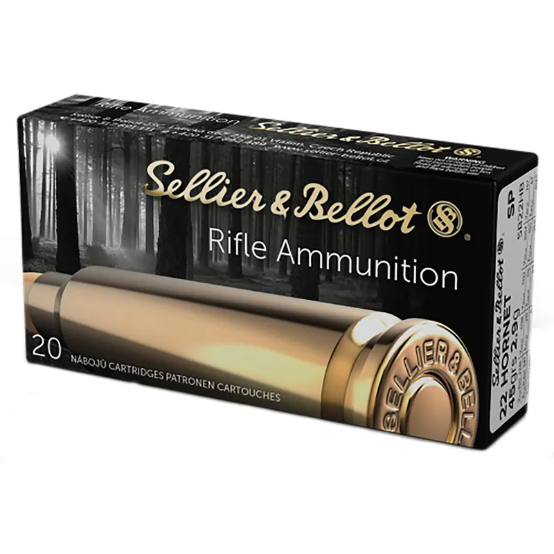 Sellier & Bellot SB22HB Rifle 22Hornet 45gr Soft Point 20 Per Box/90 Case