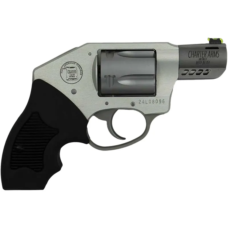 Charter Arms 53801 Off Duty Coyote 380 ACP 5rd 2" Matte Stainless Ported Barrel & Cylinder, Anodized Aluminum Frame, Black Finger Grooved Rubber Grip, Concealed Hammer