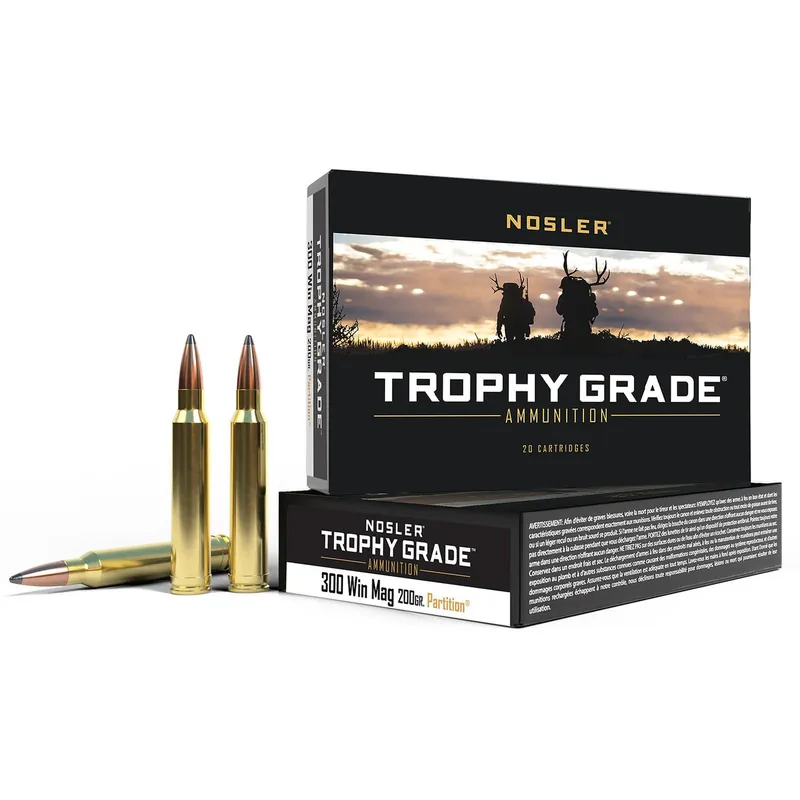 Nosler 60069 Trophy Grade 300WinMag 200gr Nosler Spitzer Partition 20 Per Box/10 Case