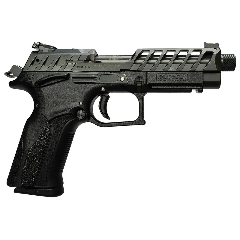 Grand Power 8588005808682 K22 X-Trim Mk23 22 LR 10+1 4.25" Black Barrel, Black Optic Cut/Serrated Slide, Black Steel Frame w/Beavertail, Interchangeable Backstrap Grip