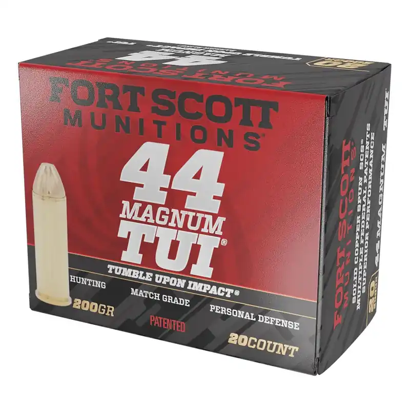 Fort Scott Munitions 44MAG200SCV Tumble Upon Impact (TUI) 44RemMag 200gr Solid Copper Spun 20 Per Box/25 Case