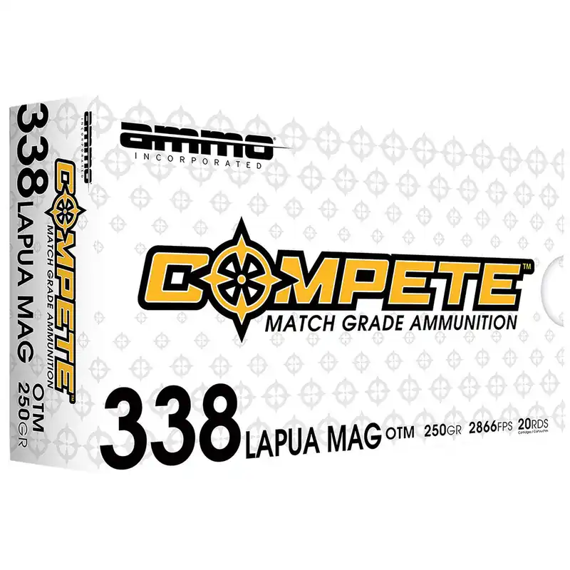 Ammo Inc 338LM250BTHPA20 Compete 338LapuaMag 250gr Open Tip Match 20 Per Box/10 Case