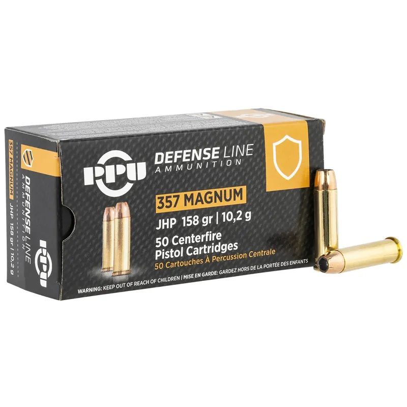 PPU PPD357 Defense 357Mag 158gr Jacketed Hollow Point 50 Per Box/10 Case
