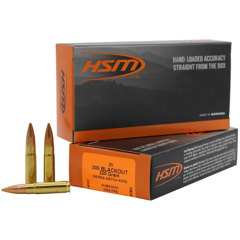 HSM 300BLK4N Match 300 Blackout 220 gr Sierra MatchKing BTHP 20 Per Box/ 25 Case