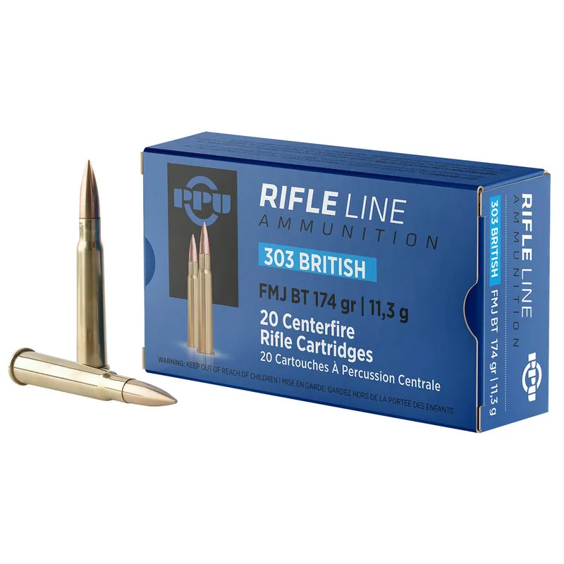 PPU PP303F Standard Rifle 303British 174gr Full Metal Jacket Boat Tail 20 Per Box/10 Case