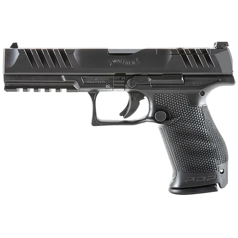 Walther Arms 2858169 PDP Compact Frame 9mm Luger 10+1 5" Black Steel Barrel, Black Optic Ready/Serrated Steel Slide, Black Polymer Frame w/Picatinny Rail, Textured Polymer Grip, Ambidextrous