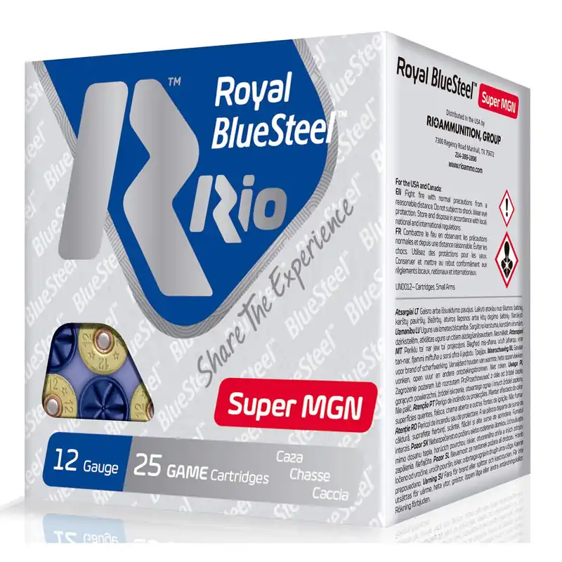 Rio Ammunition RBSSM40BB BlueSteel Royal 12Gauge 3.50" 1 3/8oz BB Shot 25 Per Box/10 Case
