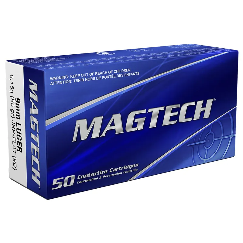 Magtech 9D Range/Training 9mmLuger 95gr Jacketed Soft Point Flat 50 Per Box/20 Case