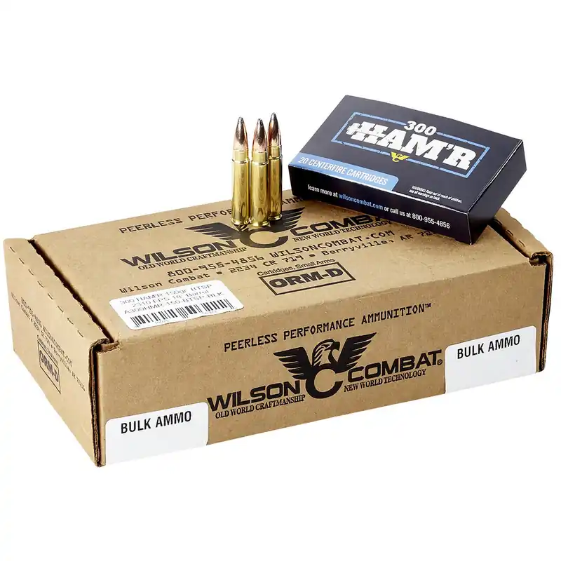 Wilson Combat A300HMR150BTSP HAM‘R Boat Tail 300 HAM‘R 150 gr Speer Boat Tail Soft Point 20 Per Box/ 10 Case