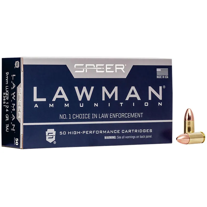 Speer 53651 Lawman 9mmLuger 124gr Total Metal Jacket 50 Per Box/20 Case