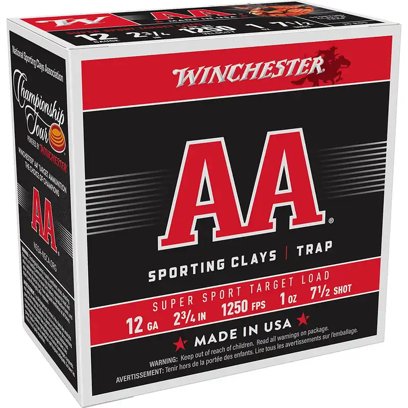 Winchester Ammo AASC12507 AA Super Sport Sporting Clay 12Gauge 2.75" 1oz 7.5Shot 25 Per Box/10 Case