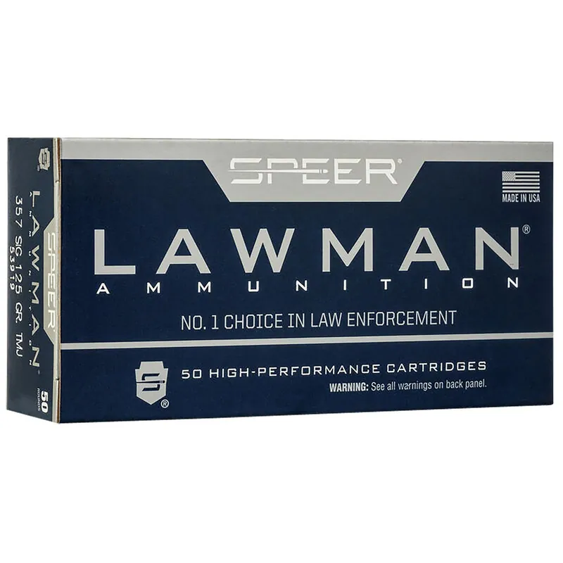 Speer 53919 Lawman 357Sig 125gr Total Metal Jacket Flat Nose 50 Per Box/20 Case