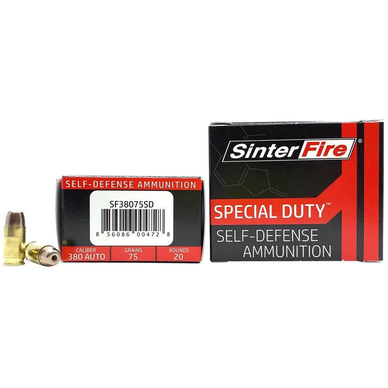 SinterFire Inc SF38075SD Special Duty (SD) 380ACP 75gr Lead Free Frangible Hollow Point 20 Per Box/10 Case