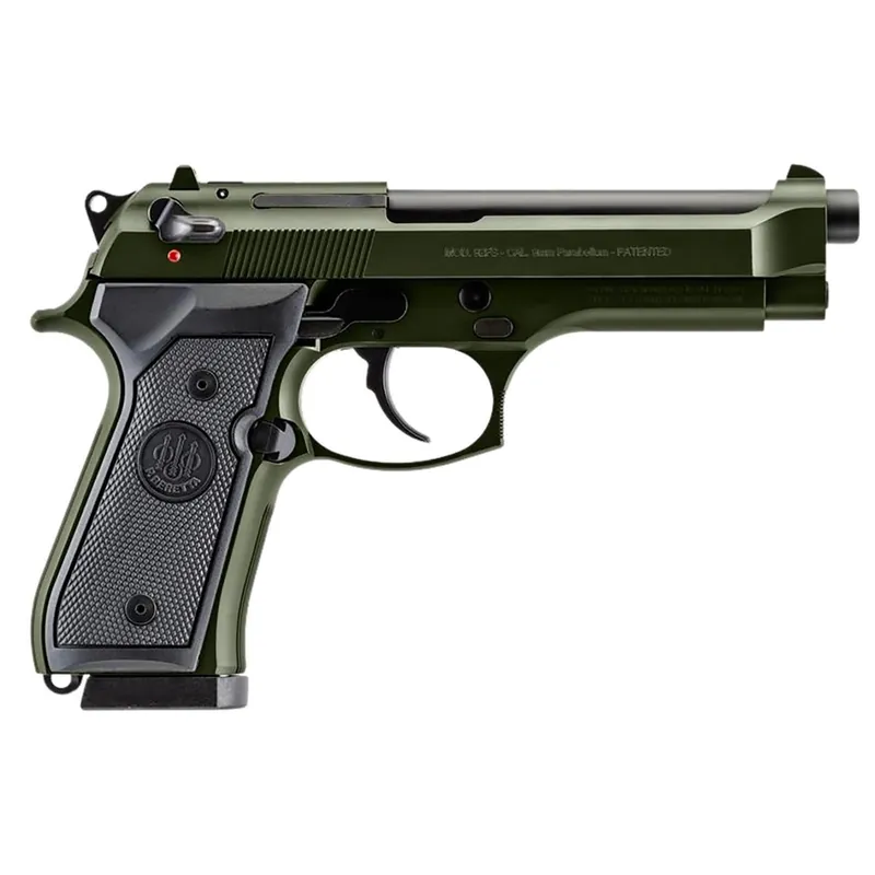 Beretta USA J92F300GR10 92FS Full Size Frame 9mm Luger 10+1 4.90" Black Steel Barrel, OD Green Cerakote Serrated Slide, OD Green Cerakote Aluminum Frame w/Beavertail, Black Textured Grip