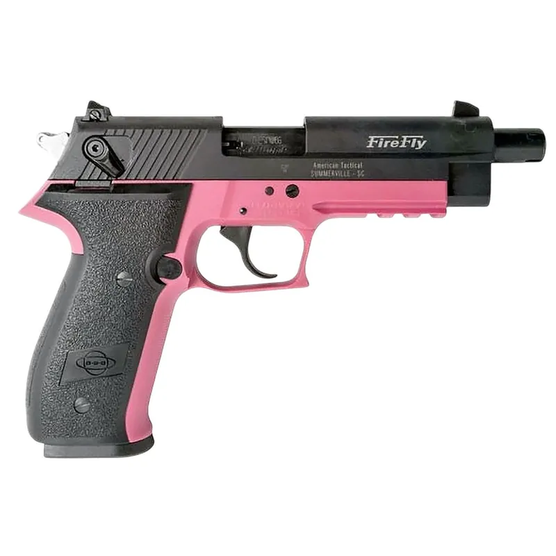 GSG GERG2213TFFPA FireFly 22 LR 13+1 4.90" Black Threaded Barrel, Aluminum Serrated Slide, Pink Aluminum Frame w/Picatinny Rail, Textured Grip