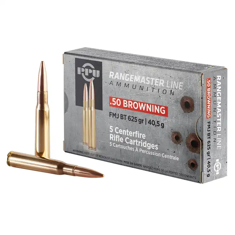 PPU PPRM50 Rangemaster 50BMG 625gr Full Metal Jacket 5 Per Box/20 Case