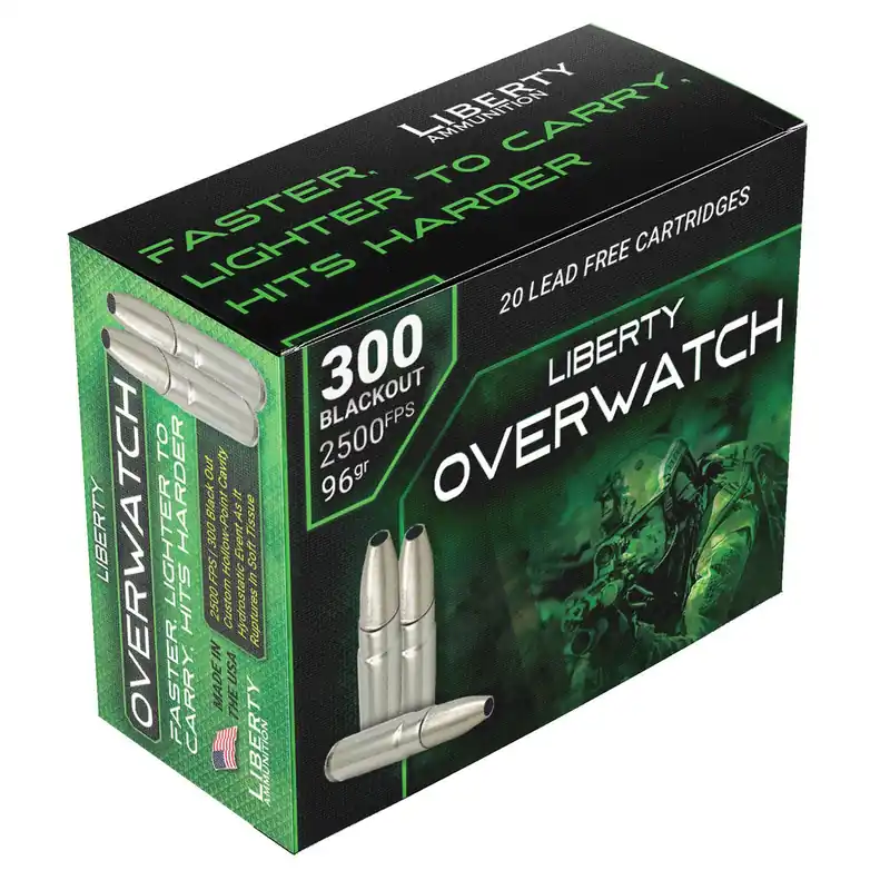 Liberty Ammunition LAOW300962500 OverWatch 300Blackout 96gr Open Cavity Design 20 Per Box/50 Case