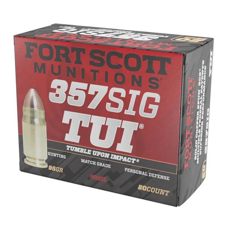 Fort Scott Munitions 357SIG095SCV Tumble Upon Impact (TUI) 357Sig 95gr Solid Copper Spun 20 Per Box/25 Case