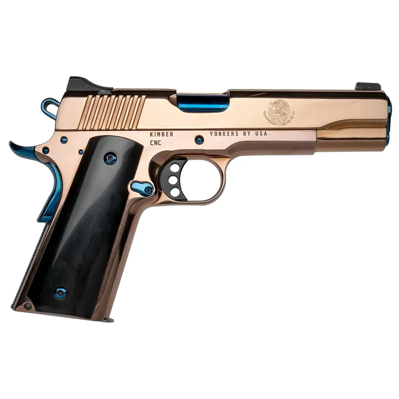 Cnc Firearms CNCELREY Kimber 1911 El Rey Full Size Frame 38 Super 7+1 5" Blue PVD Stainless Steel Barrel, Rose Gold PVD Stainless Steel Serrated Slide & Frame, Black Kirinite Presentation Grip