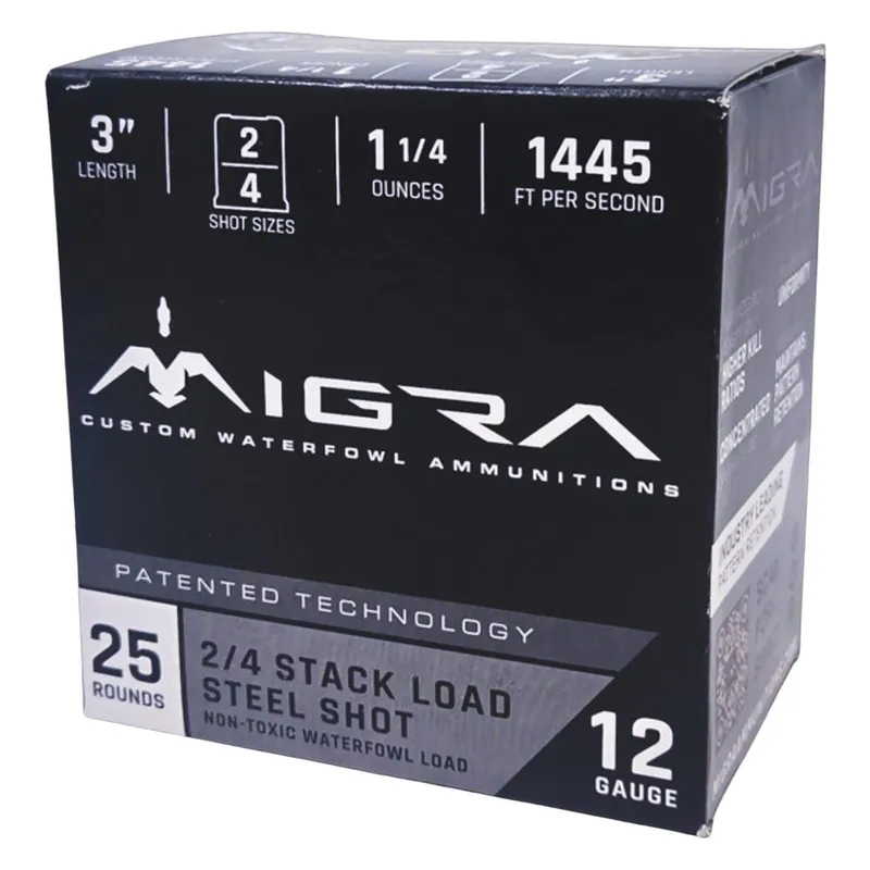 Migra Ammunitions M12SS24 Staxd 12Gauge 3" 1 1/4oz 2/4 Shot 25 Per Box/10 Case