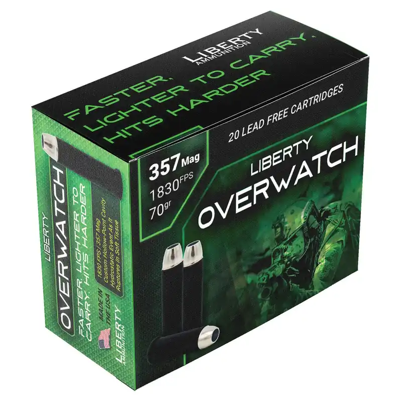 Liberty Ammunition LAOW357701830 OverWatch 357Mag 70gr Open Cavity Design 20 Per Box/50 Case