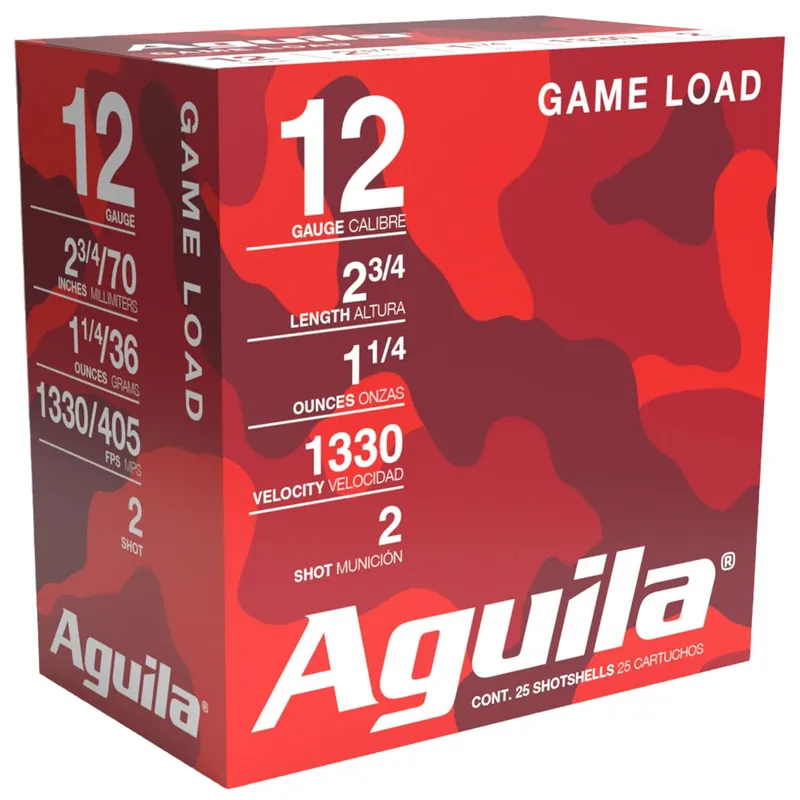 Aguila 1CHB1202 Game Load 12Gauge 2.75" 1 1/4oz 2Shot 25 Per Box/10 Case