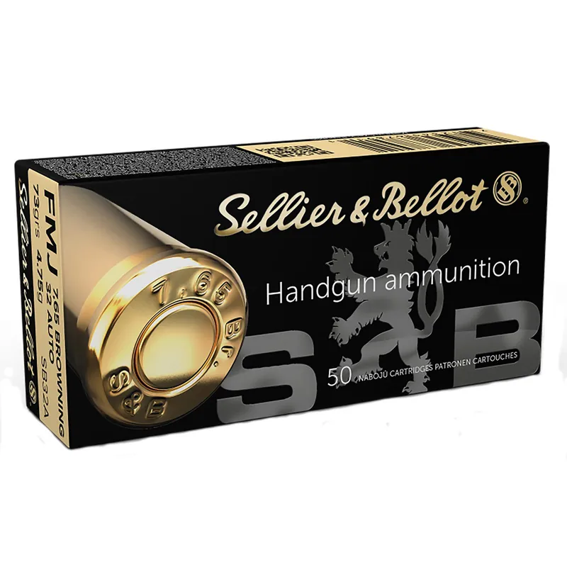Sellier & Bellot SB32A Handgun 32ACP 73gr Full Metal Jacket 50 Per Box/40 Case