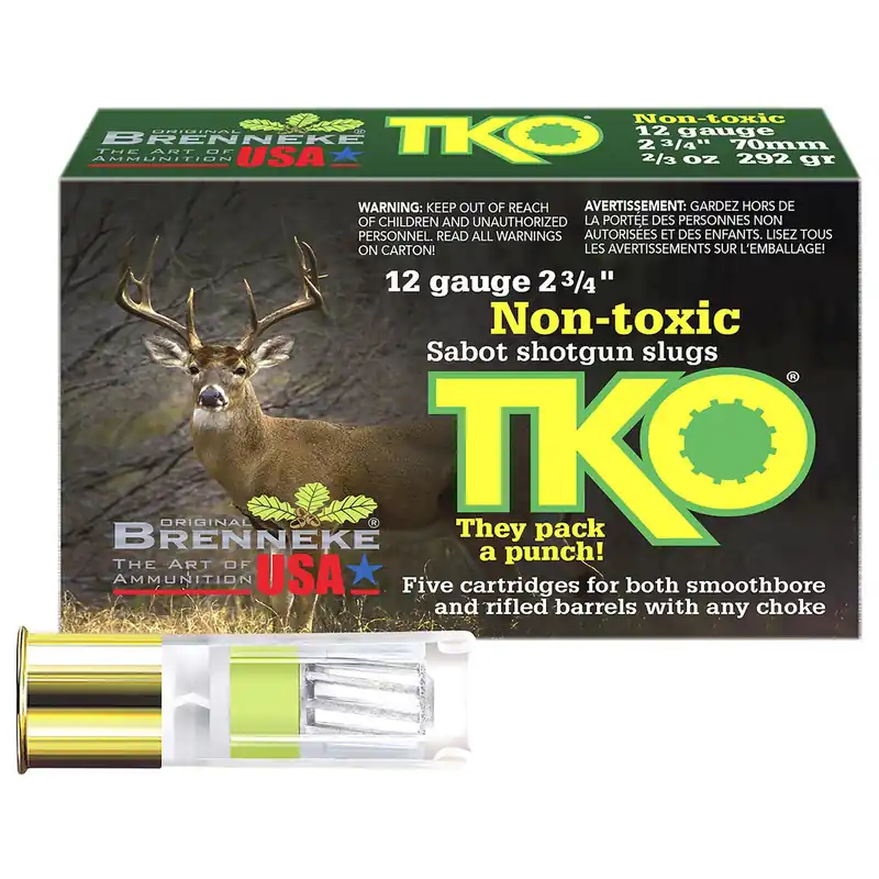 Brenneke SL122TKO TKO 12Gauge 2.75" 2/3oz Slug Shot 5 Per Box/50 Case