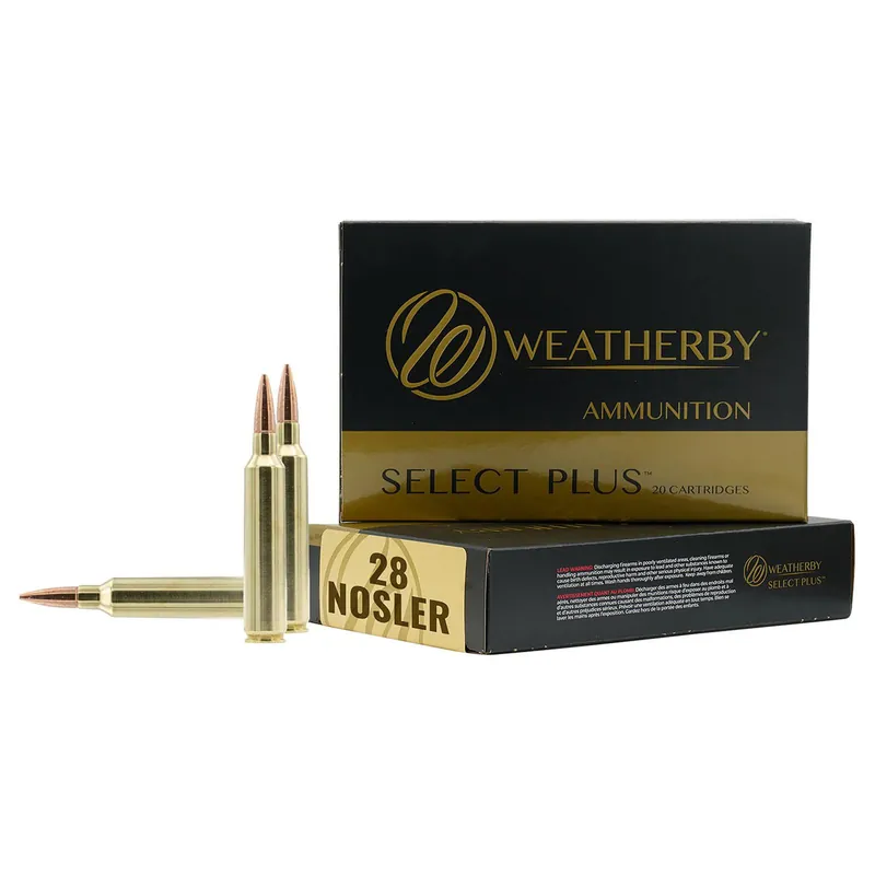 Weatherby M28NS163HCB Select Plus 28Nosler 163gr Hammer Custom 20 Per Box/10 Case