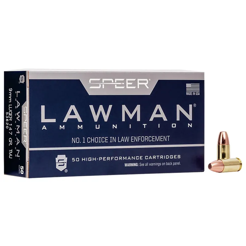 Speer 53620 Lawman 9mmLuger 147gr Total Metal Jacket Round Nose 50 Per Box/20 Case