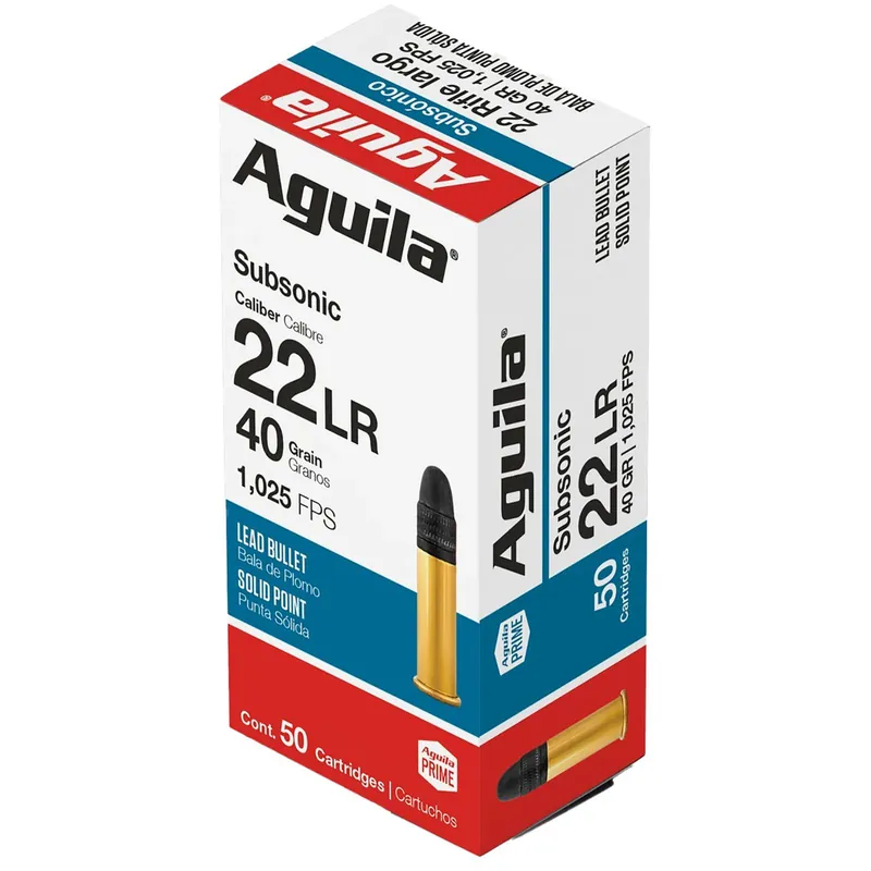 Aguila 1B220269 Subsonic 22LR 40gr Lead Solid Point 50 Per Box/20 Case