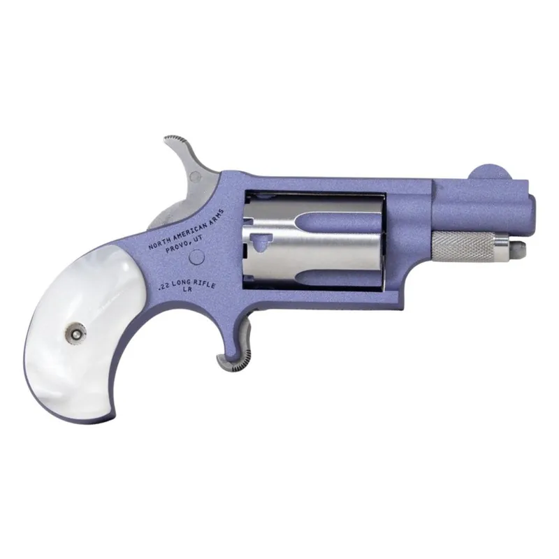 North American Arms 22LRORCHID Mini-Revolver 22 LR 5 Shot 1.13" Orchid Cerakote Stainless Steel Barrel & Frame, Orchid/Stainless Cylinder, White Pearlite Grip, Stainless Exposed Hammer