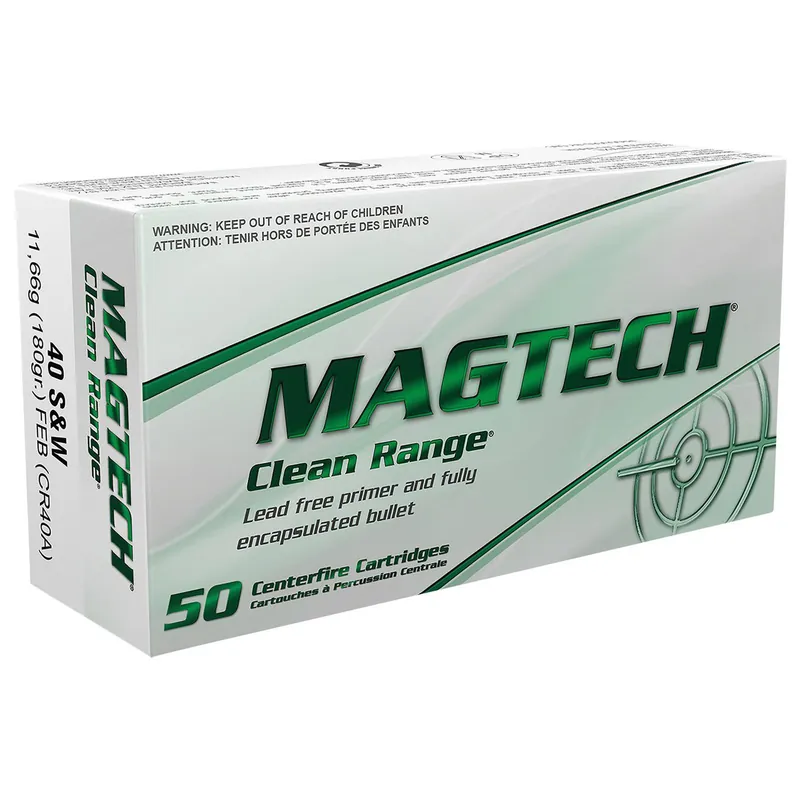 Magtech CR40A Clean Range 40S&W 180gr Fully Encapsulated Bullet Flat 50 Per Box/20 Case