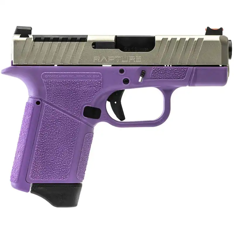 Gforce Arms GF932512PUN Rapture Sub-Compact Frame 9mm Luger 12+1 3.25" Black Steel Barrel, Nickel Steel Optic Cut/Serrated Slide, Purple Cerakote Polymer Frame, Shield RMSc/RMR Footprint
