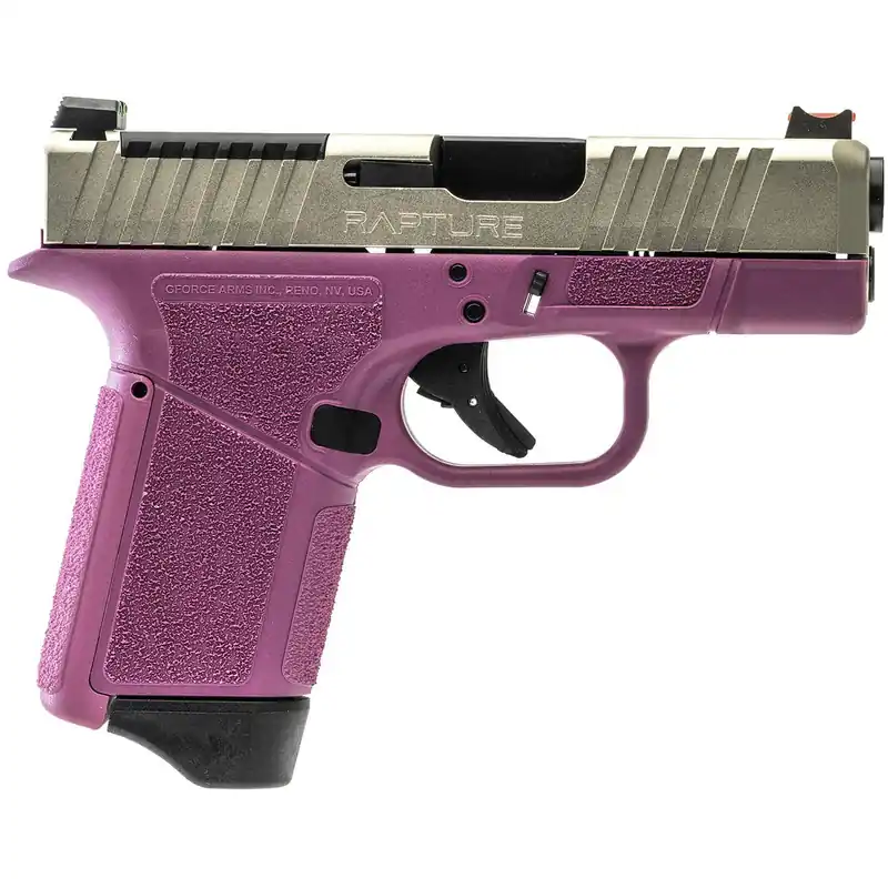 Gforce Arms GF932512PIN Rapture Sub-Compact Frame 9mm Luger 12+1 3.25" Black Steel Barrel, Nickel Steel Optic Cut/Serrated Slide, Pink Cerakote Polymer Frame, Shield RMSc/RMR Footprint