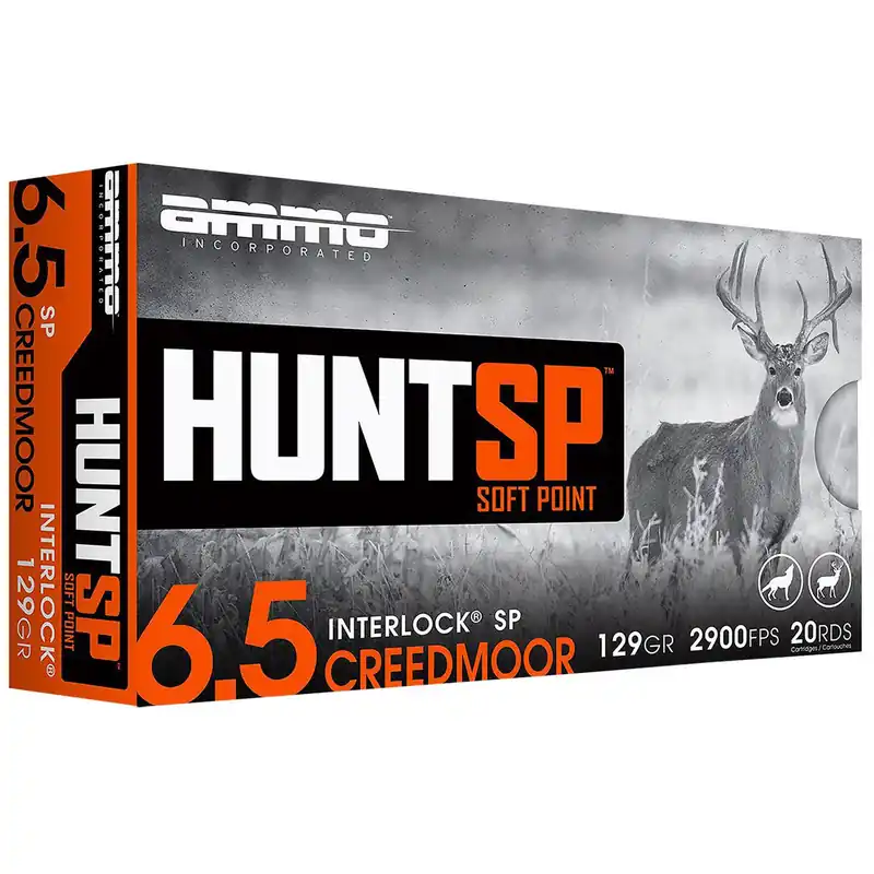 Ammo Inc 65CM129SPA20 Hunt 6.5Creedmoor 129gr Soft Point 20 Per Box/10 Case