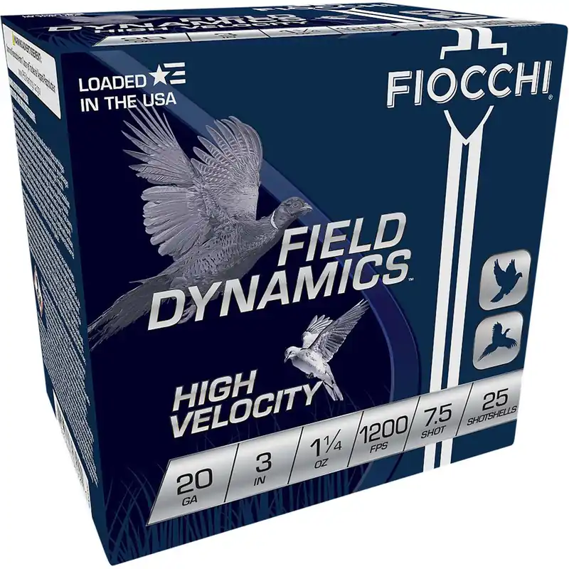 Fiocchi 203HV75 Field Dynamics High Velocity 20Gauge 3" 1 1/4oz 7.5Shot 25 Per Box/10 Case