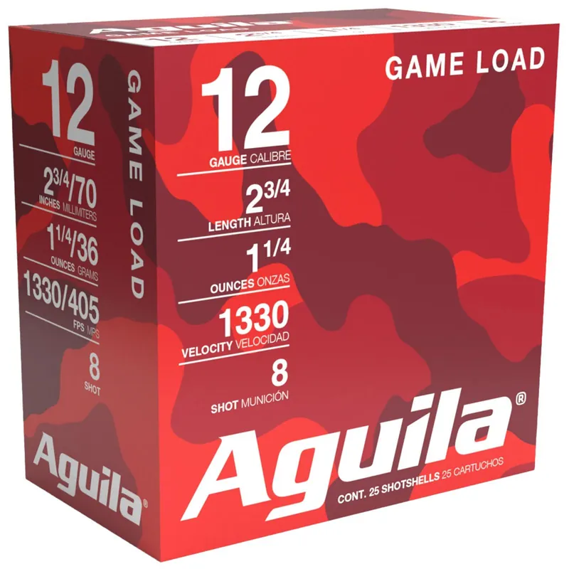 Aguila 1CHB1208 Game Load 12Gauge 2.75" 1 1/4oz 8Shot 25 Per Box/10 Case