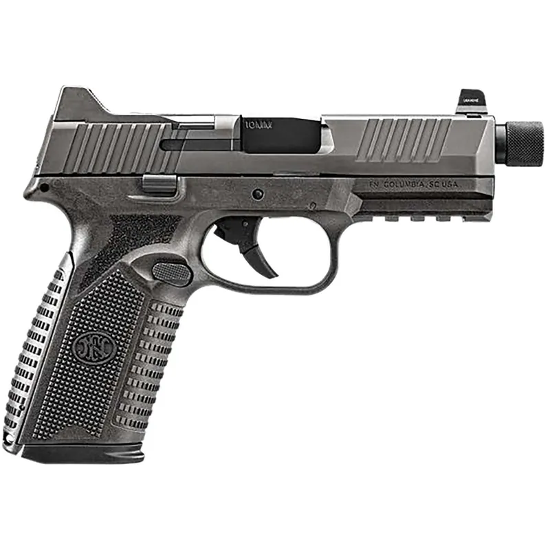 FN 66-101950 510 Tactical 10mm 10+1 4.71" Black Steel Threaded Barrel, Gray PVD Optic Cut/Serrated Stainless Steel Slide & Polymer Frame w/Picatinny Rail, Interchangeable Backstrap Grip