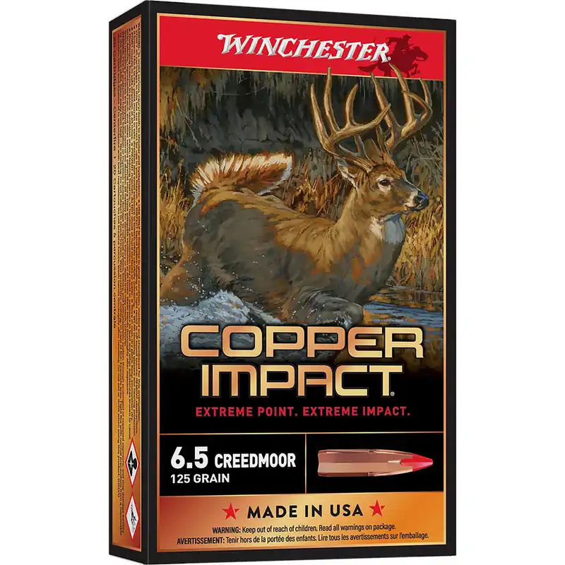 Winchester Ammo X65CLF Copper Impact 6.5Creedmoor 125gr Copper Extreme Point Lead Free 20 Per Box/10 Case