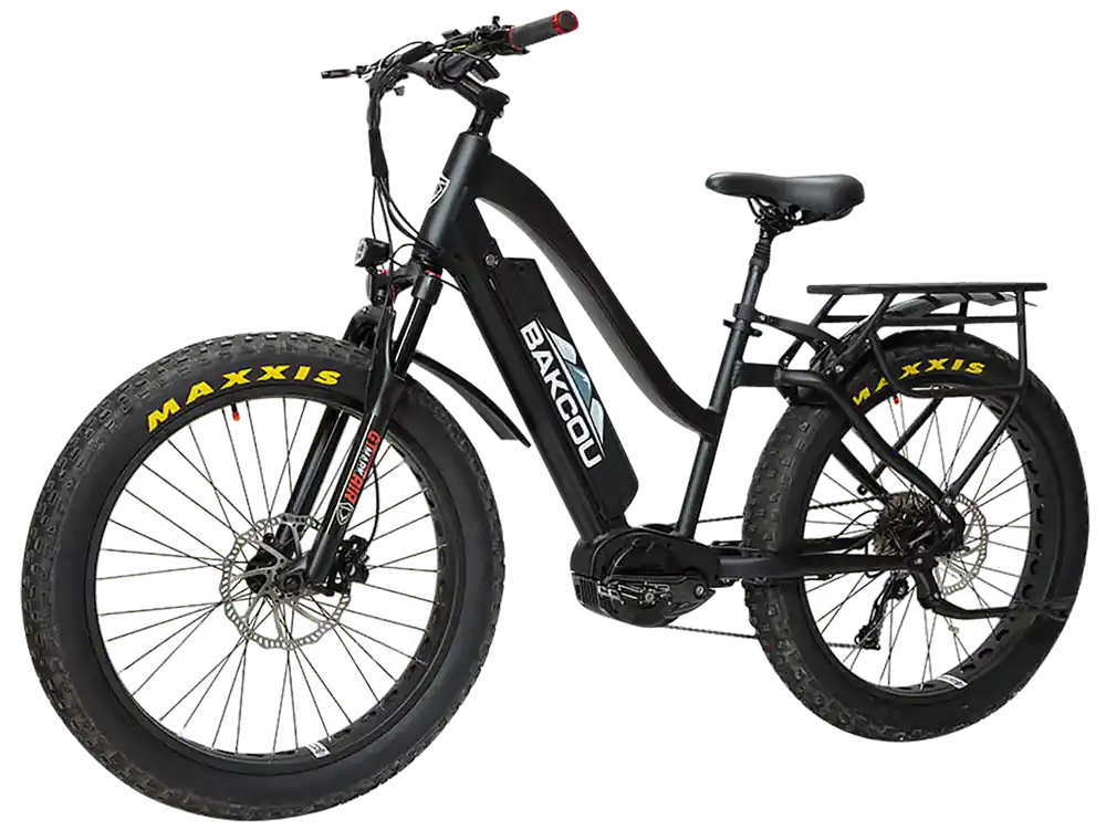 Bakcou E-bikes Mule ST 26 E-Bike Matte Black 18" w/Stand Over Height of 26" Frame