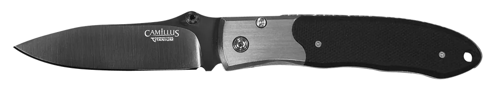 Camillus Pristine 3" Folding Drop Point Plain Black VG-10 Carbonitride Titanium Non-Stick Blade