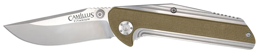 Camillus Sevens 2.75" Folding Plain Silver AUS-8 Carbonitride Titanium Non-Stick Blade, Desert Tan